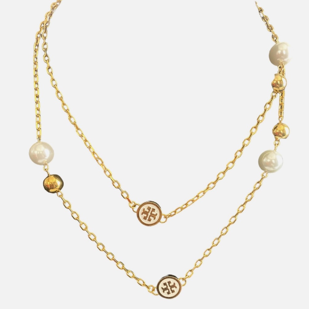 NEW Stunning Tory Burch Convertible Rosary Necklace 38" White Enamel $275